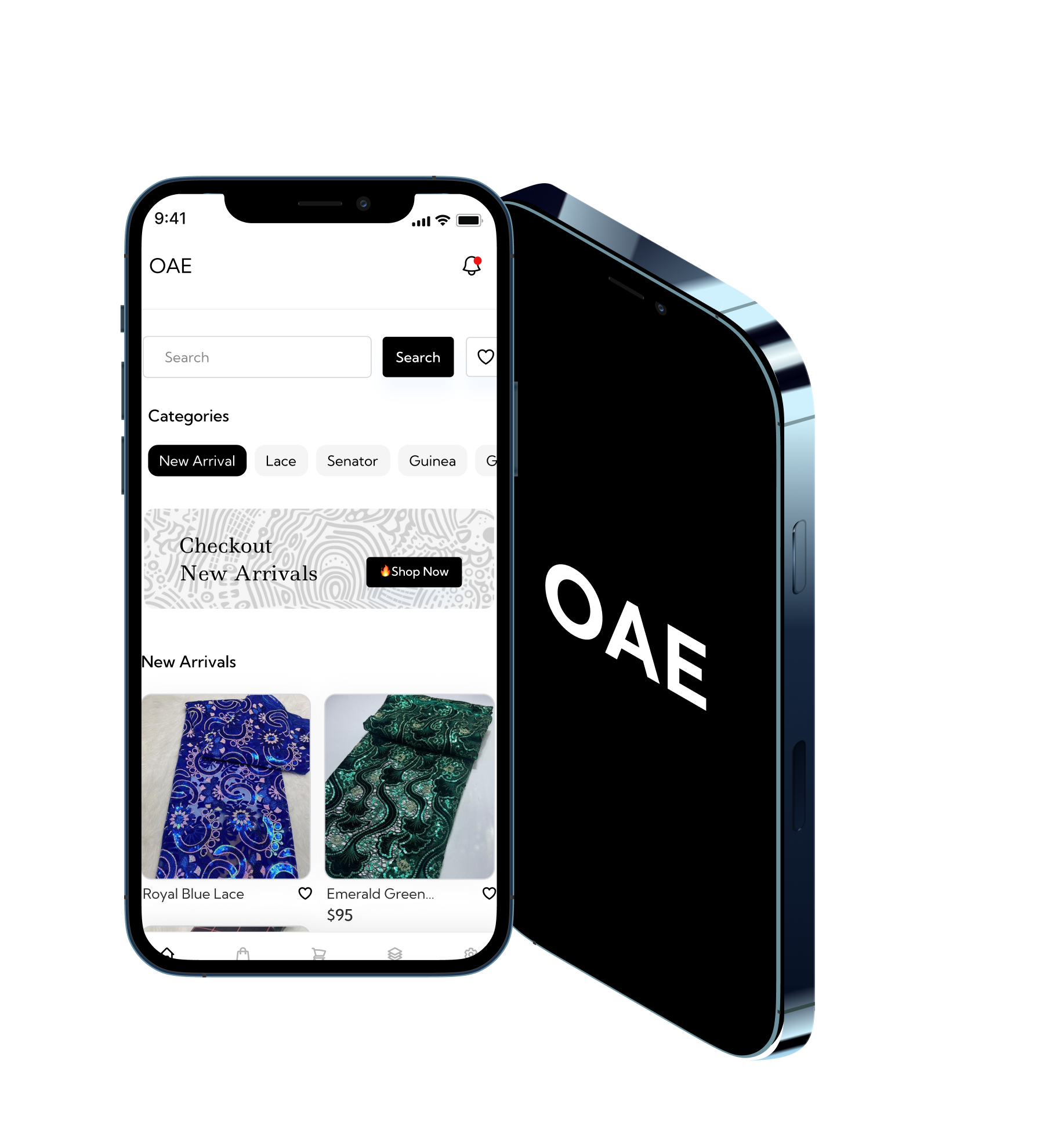 OAE mobile app interface on a smartphone